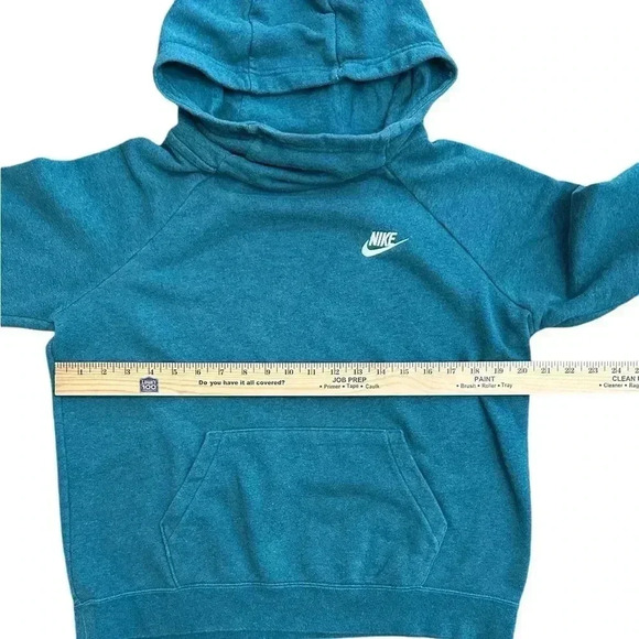 Nike Cowl Neck Hoodie Sweatshirt Teal Blue Women’s Medium Logo - Picture 5 of 5